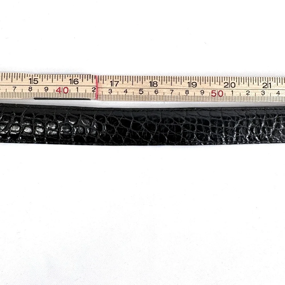 Brighton Belt Black Croc Embossed Leather Silver Western Buckle M 44503 Mob Wife